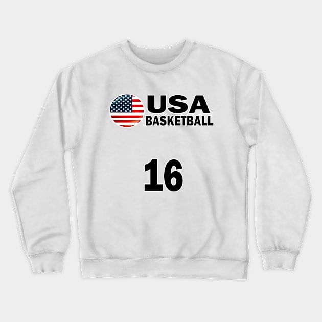 USA Basketball Number 16 T-shirt Design Crewneck Sweatshirt by werdanepo